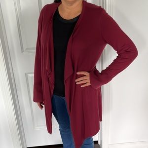 Burgundy Long Sweater Jacket WHBM